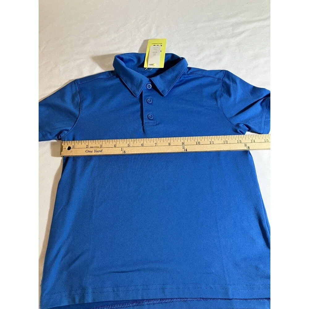 All In Motion Boys Short Sleeve Core Golf Polo Shirt Blue Size XS (4/5) NWT